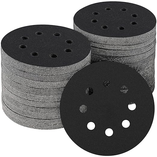 100PCS 5 inch Silicon Carbide Sanding Discs 150 Grit, Wet Dry Orbital 5 Sander Hook and Loop Sandpaper Disc, Best for Metal,Automotive,Wood Polishing