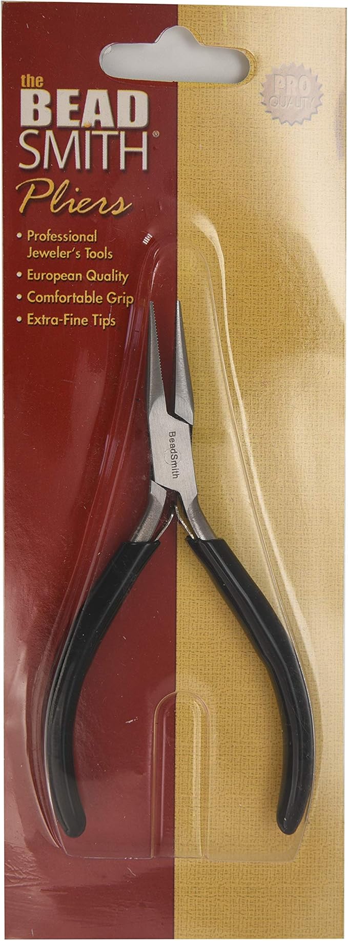 The Beadsmith Chain Nose Pliers – Serrated – Extra Fine Tips – 4.5 inches (114mm) – PVC Grip Handle with Double Leaf Springs – Jewelry Making Tool for Creating Bracelets, Earrings and Necklaces