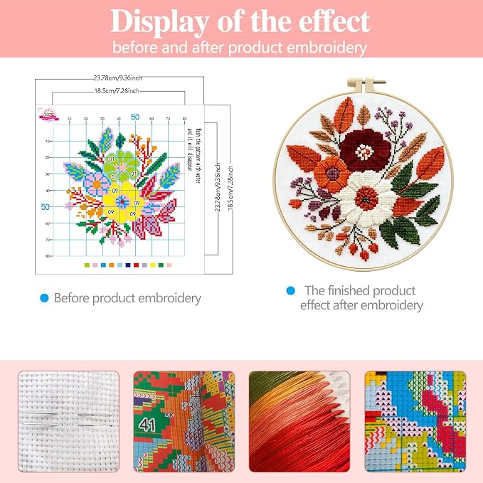Zhenqing Floral Bouquet Cross Stitch Kit - Image 3