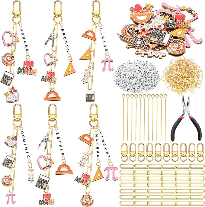 CraftyDream 558 Pcs Math Teacher Charms Keychain Making Kit Back to School by CraftyDream