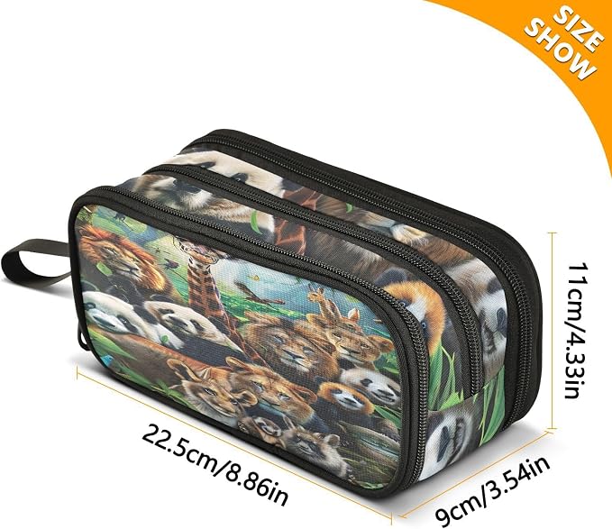 Animals Pencil Case Box Boys Girls Large Pencil Pouch Zipper Compartments Big - Image 7