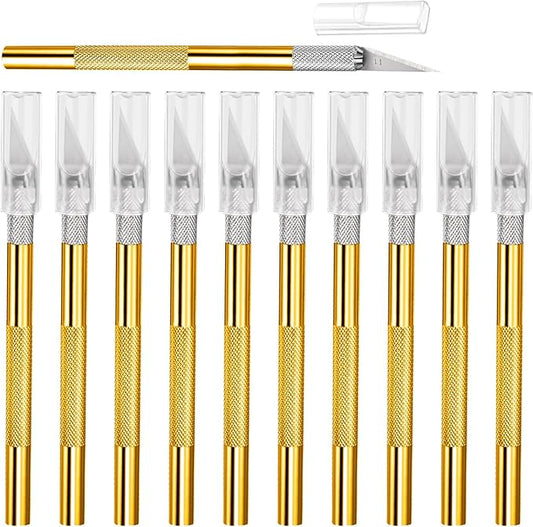 15 Pack Exacto Knife Set, Hobby Knife, Back to School Supplies Craft Knifes Kit for Art, Carving, DIY, Scrapbooking, Art, Cutting, Stencil(Gold)