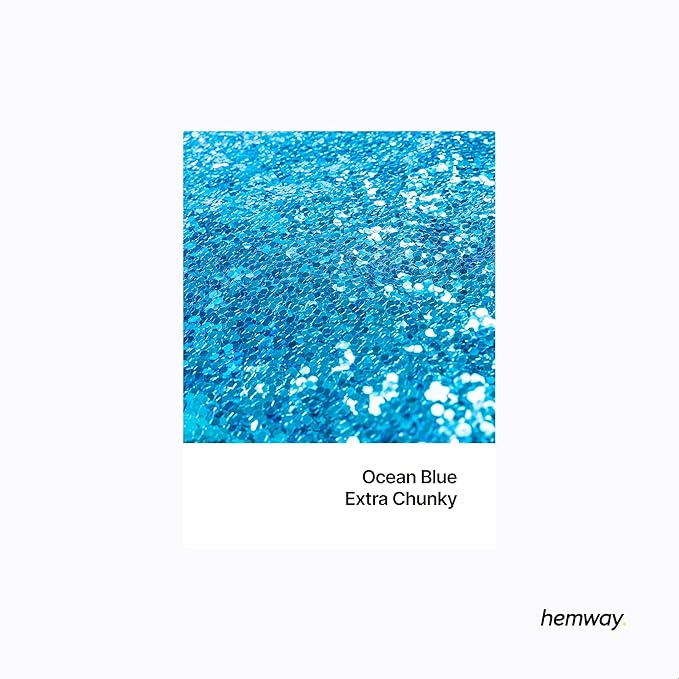 Hemway Polyurethane & Epoxy Resin Glitter 100g / 3.5oz Metallic Crystal Flake Additive for Flooring Jewelry Tumblers Glass Pigment - Extra Chunky (1/24" 0.040" 1mm) - Ocean Blue