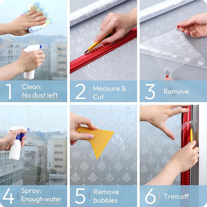 rabbitgoo Privacy Window Film Frosted Glass, 17.5" x 118.1" | Sun Blocking Non - Image 7