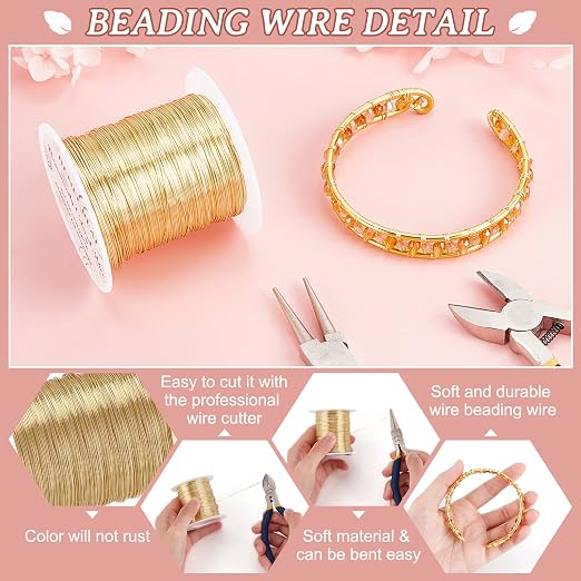 BENECREAT 26 Gauge 131 Yards Jewelry Beading Wire Light Gold Tarnish Resistant - Image 4