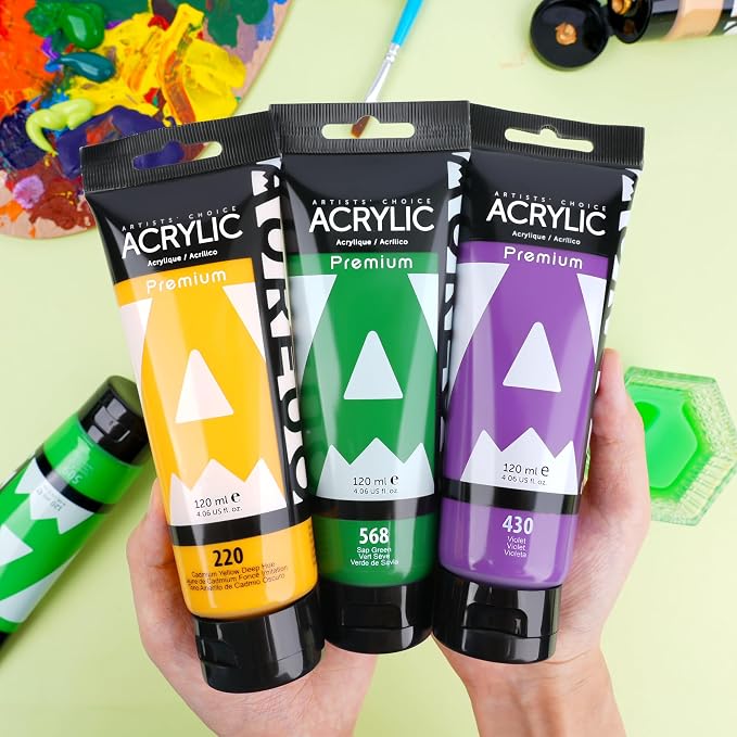 AUREUO Naples Yellow Hue Acrylic Paint, 4 Fl Oz / 120ml Single Tube, Rich - Image 6