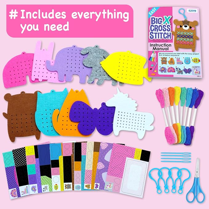 EZCRA Animal Cross Stitch Kit for Kids Ages 5-8 - Image 3