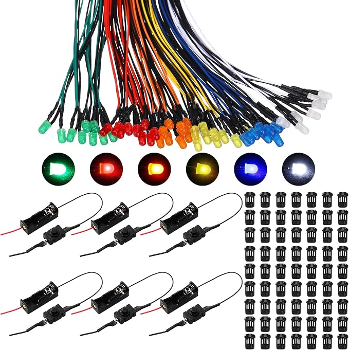 126 Pcs 12v LED Lights Kit, 60 Pre Wired LED Light Emitting Diodes 60 Plastic by Saysurey