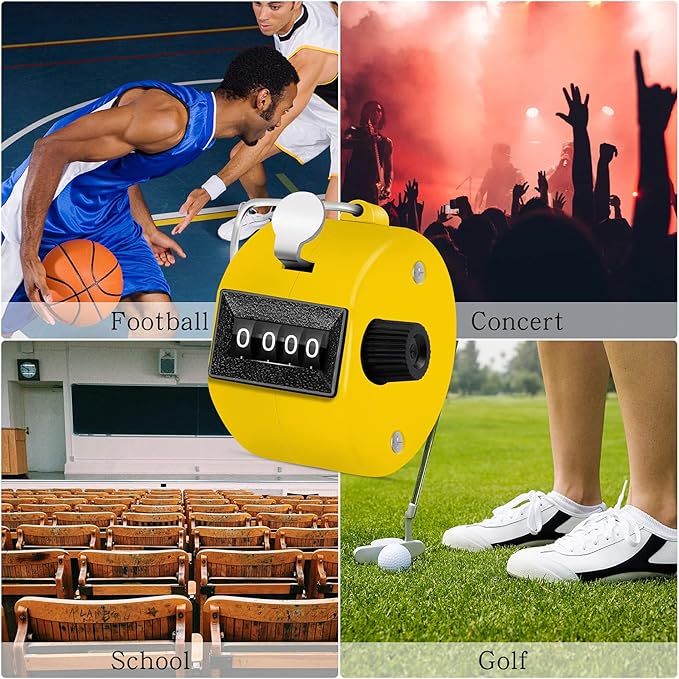 12 Pcs Hand Tally Counter 4-Digit Lap Counter Clicker, Manual Mechanical Handheld Pitch Click Counter with Finger Ring for School Golf & Knitting Row Croche