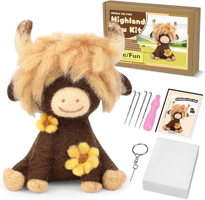 Yizzvb Needle Felting Kit, Highland Cow Needle Felting Kits by yizzvb