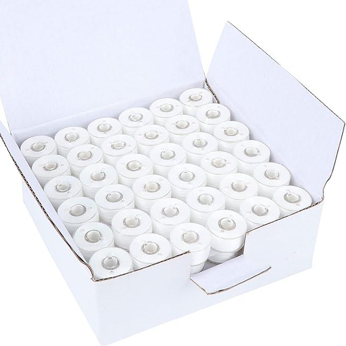 New Brothread 144pcs White 60S/2 Prewound Bobbin Thread Plastic Size A SA156 by Newbrothread