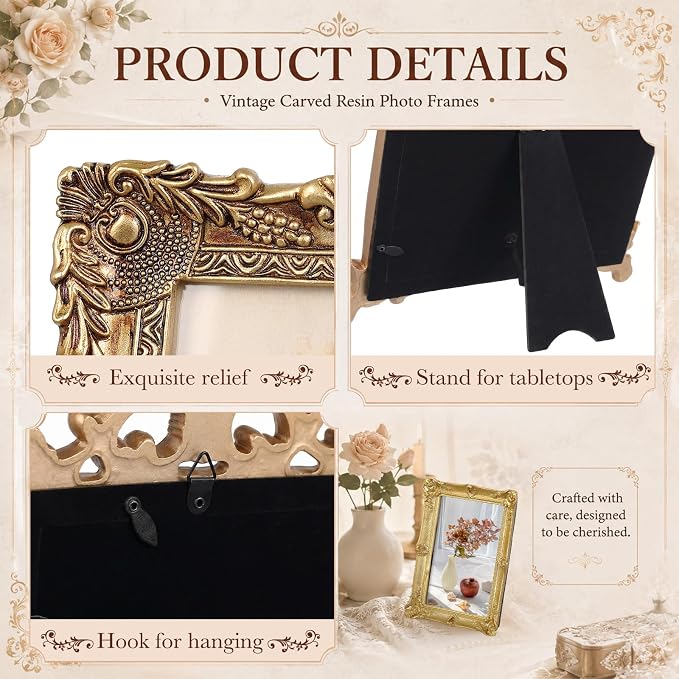 Wonderjune 7 Pcs Vintage Picture Frames Set - Image 3