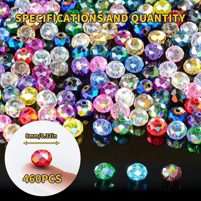 460Pcs Colors Random 8mm Crystal Glass Beads - Image 2