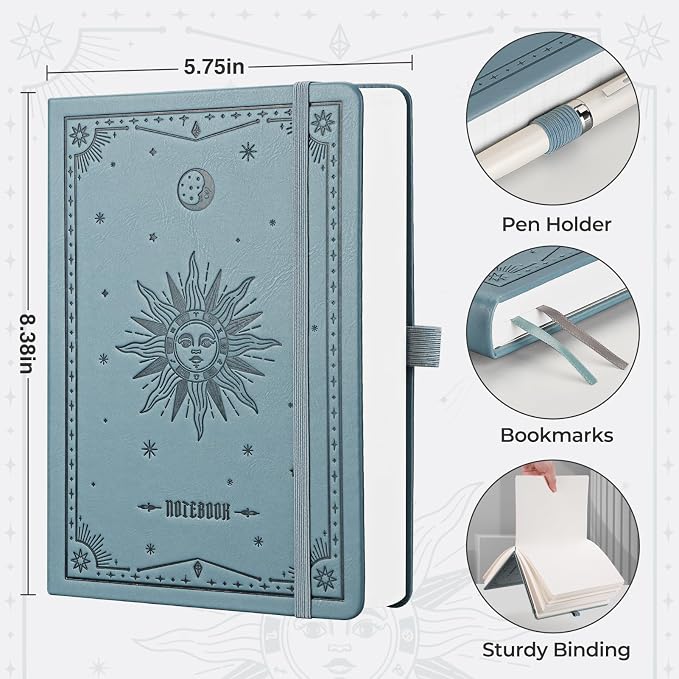 EMSHOI Blank Journal Notebook, 320 Pages, A5 Size | Leather Hardcover, 100 GSM - Image 2
