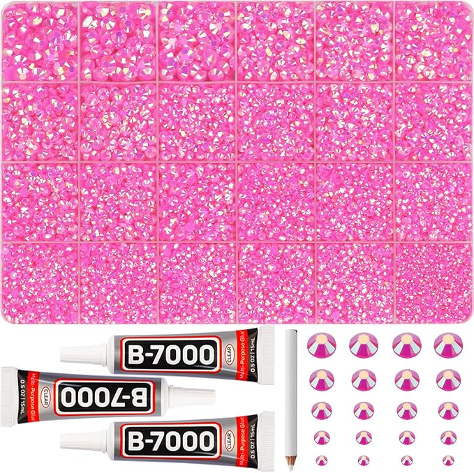 31000Pcs Hot Pink AB Resin Rhinestones by Worthofbest