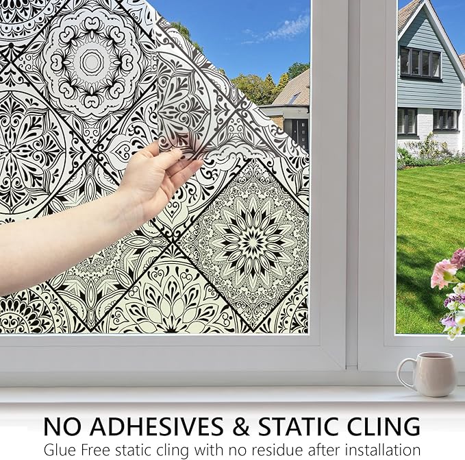DKTIE Geometric Line Frosted Glass Window Film Door Window Covering Day and - Image 4