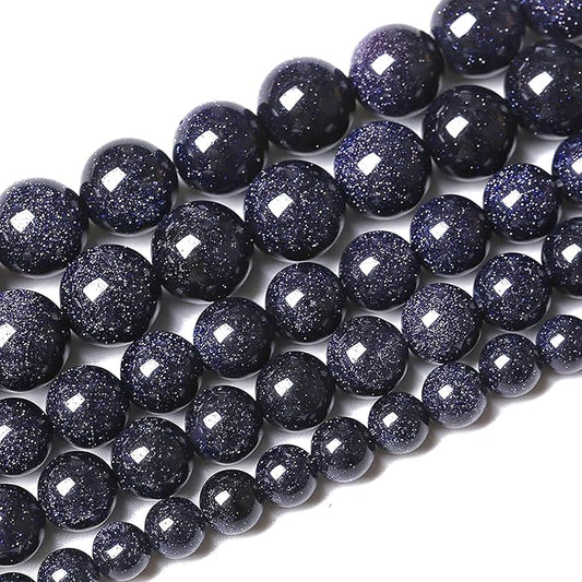 120PCS 6mm Blue Sandstone Gemstone Beads Beads Natural Stone Round Loose Beads for Jewelry Making DIY Bracelet Necklace 32" 2 Strands