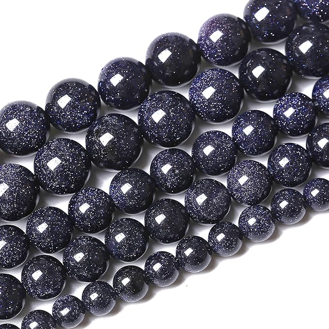180PCS 4mm Blue Sandstone Gemstone Beads Beads Natural Stone Round Loose Beads for Jewelry Making DIY Bracelet Necklace 32" 2 Strands