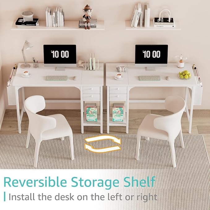 Lufeiya White Small Desk with Drawers - Image 4