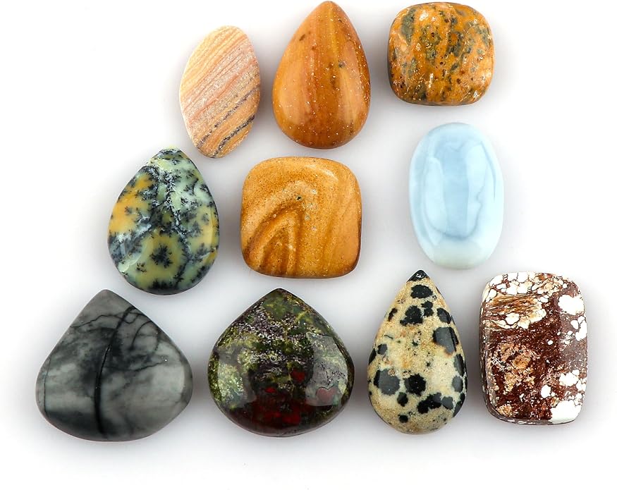 10pcs, Natural Gemstone Cabochon, Wholesale Assorted Flatback Crystals - Image 2