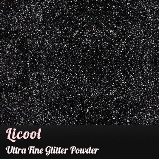 Holographic Extra Fine Craft Glitter Powder, 100g Iridescent Sequins, Loose Glitter for Face, Body, Hair, Eye & Nails (Laser Black)