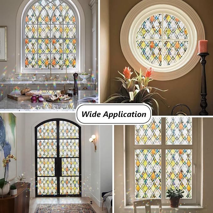 Window Privacy Film Stained Glass 35.4" x 78.7" Rainbow | Static cling – no glue - Image 3