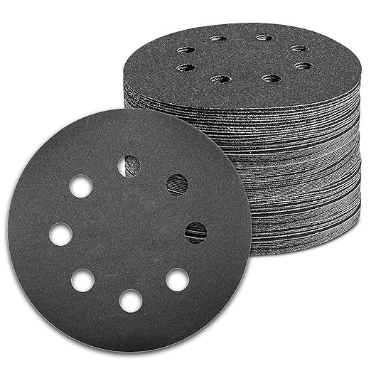 100 Pcs 5 inch Wet Dry Sanding Discs Grit 600 Hook and Loop 8 Hole Silicon Carbide Orbital Sander Sandpaper