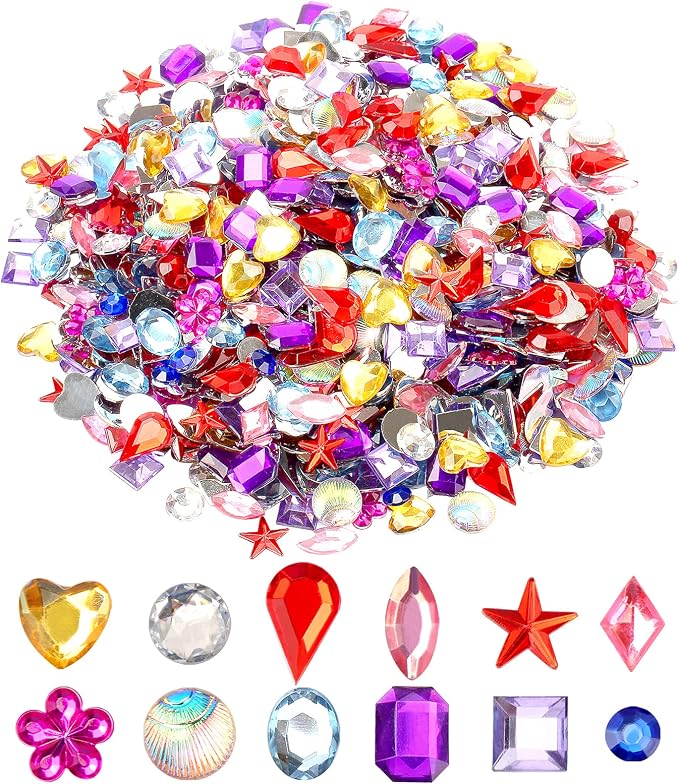 1200pcs Craft Gems Jewels Acrylic Flatback Rhinestones Bling Crystal Gemstone by FocusonleatherTeeliy