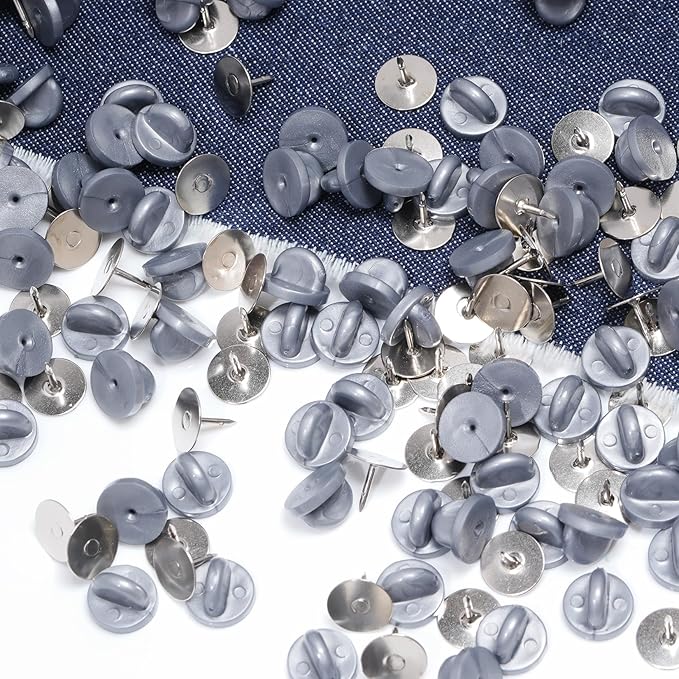400pcs PVC Rubber Butterfly Clutch Pins Tie Tacks Blank for Uniform Badges Backing Holder Clasp Lapel Enamel Pins(200 Sets),Gray