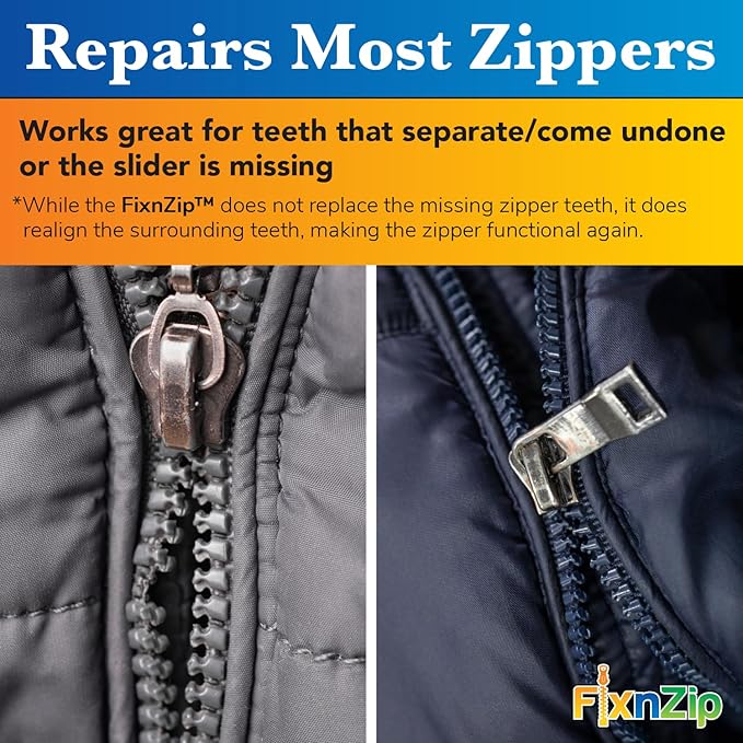 FixnZip (Black Nickel 3 Pack S,M,L) - Universal Zipper Repair Kit for Jackets, Luggage, Bags - Backpack Zipper Replacement Repair Kit