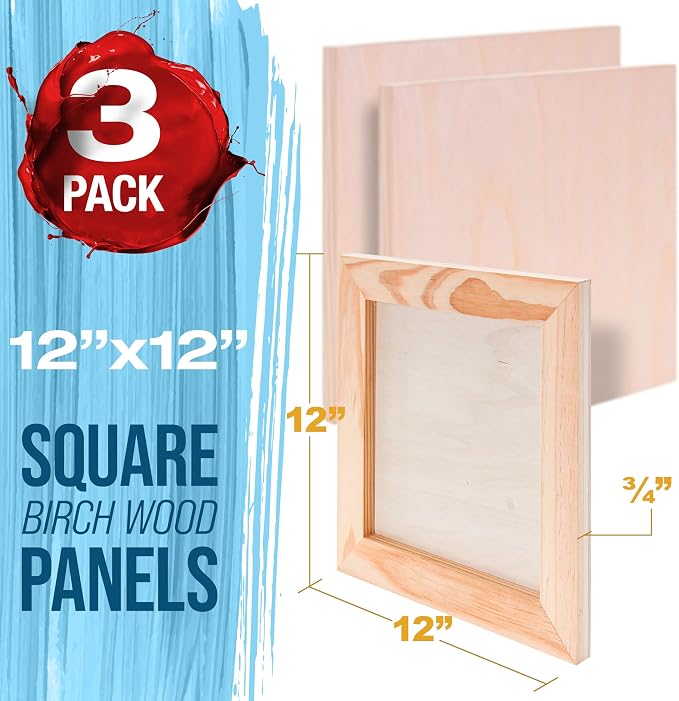 U.S. Art Supply 12" x 12" Unfinished Cradled Wood Panels - Image 2