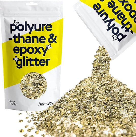 Hemway Glitter for Resin 100g Champagne Gold Metallic Crystals for Epoxy Craft Super Chunky Flakes Tumblers Wax Melt