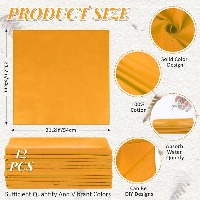 Suhine 100% Cotton Solid Bandanas Blank Bandanas Multifunctional Headband Scarf - Image 2