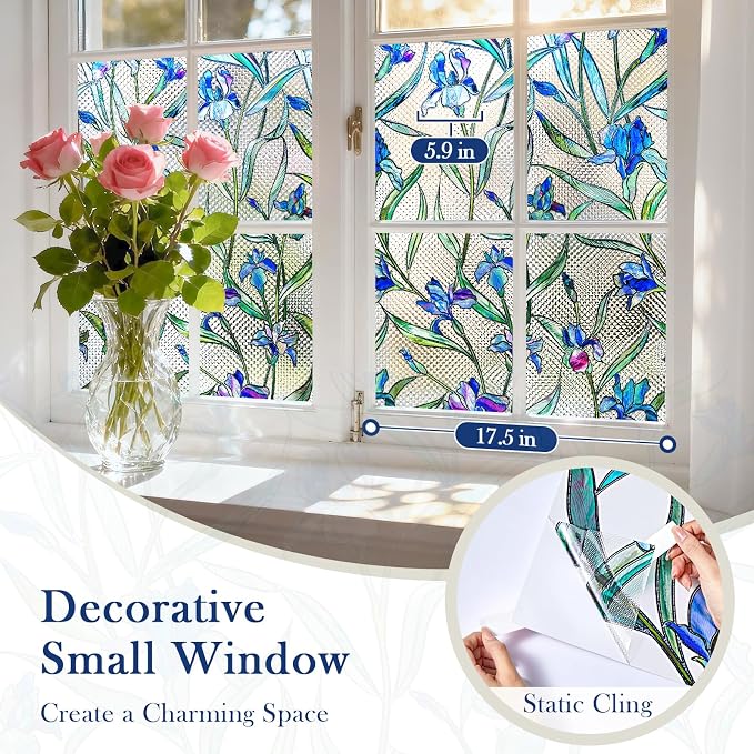 Coavas Stained Glass Window Film Privacy Static Cling - Image 4