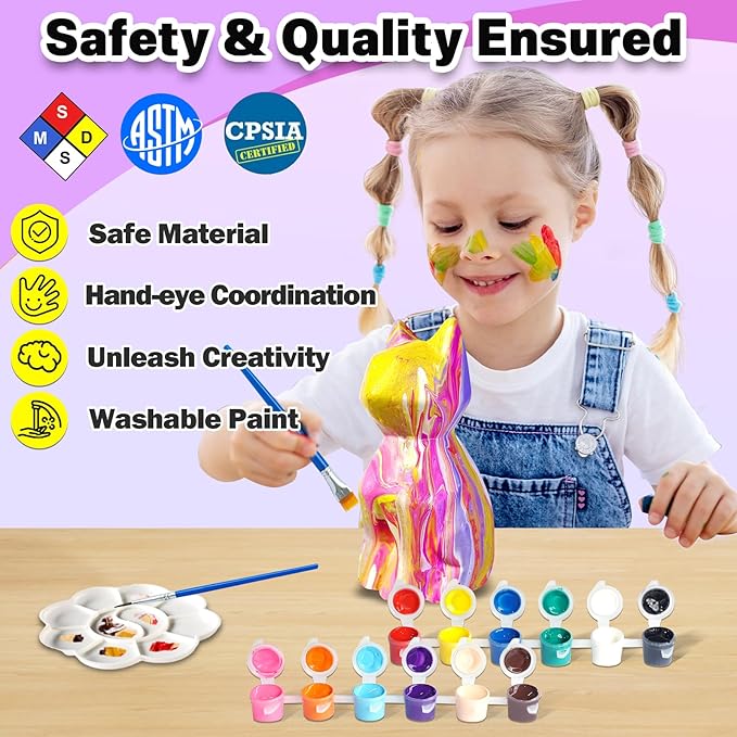 FUNZBO Paint Your Own Cat Lamp Kit - Halloweens Arts and Crafts Supplies, Toys for Ages 8-13, Crafts for Girls 8-12, Painting Kits for Kids Teen, DIY Toy for Toddler 3 4 5 6 7 9 10 11 + Birthday Gifts
