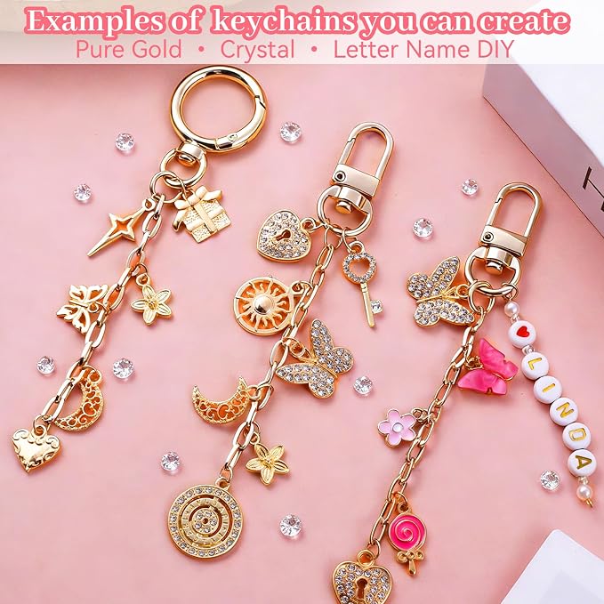 Wurosi 773 Pcs Beaded Keychain Making Kit, Bag Charm Kit, - Image 6