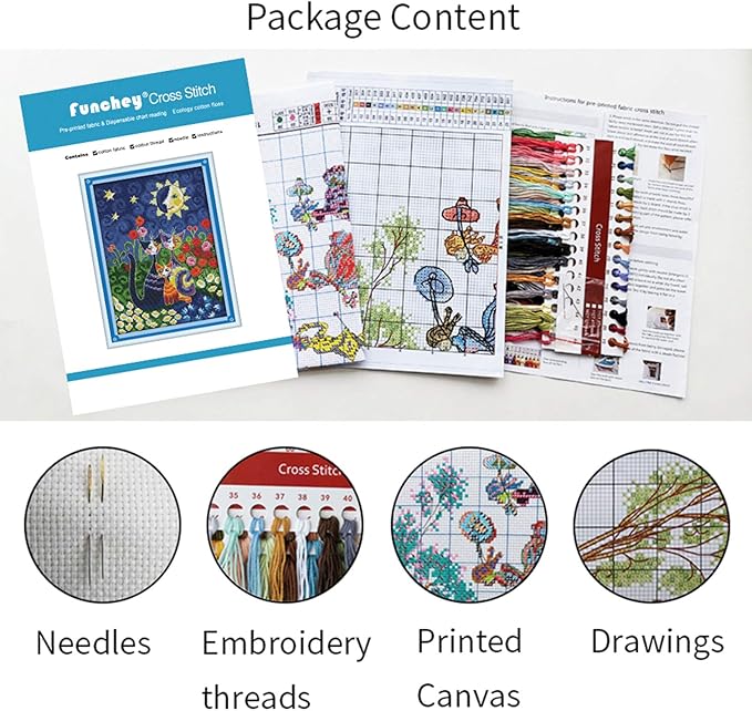 Funchey Stamped Cross Stitch Kits, DIY Cross Stitch Pattern for Adults Beginners Needlepoint Kits Embroidery Kit Arts and Crafts 11CT-Autumn Outing for Couples 16x20 inch