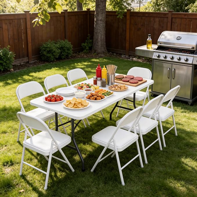 Folding Table 4 Pack, 6 FT Foldable Plastic Table - Image 2