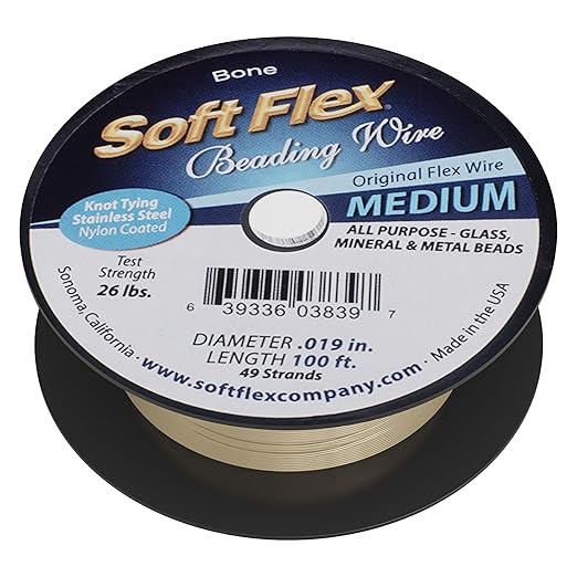 Soft Flex 49 Strand Beading Wire - Medium 0.19 Diameter - 100 Feet Nylon Design Wire