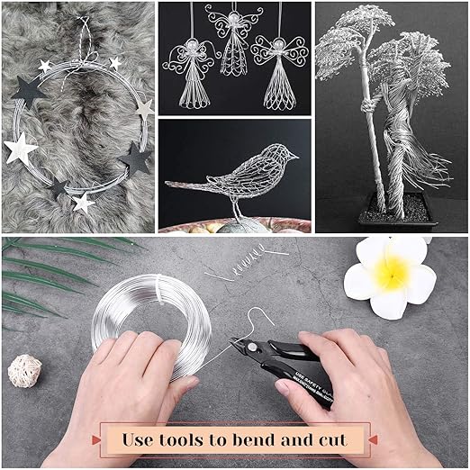 18 Gauge Aluminum Craft Wire Jewelry Making, 328 FT Metal Wire Armature Bendable Wire for Bonsai Trees, Sculpting, DIY Crafts Beading Floral (Silver, 1 mm Thickness)