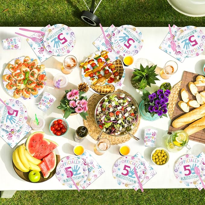 168Pcs Hi Five Birthday Party Decorations or 5 Years Old Birthday Serves 24 | - Image 5