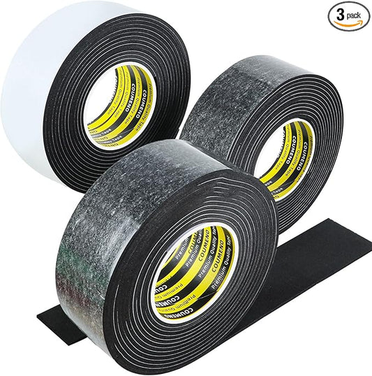 3 Pack EVA Single-Sided Adhesive Black Foam Tape,2inx16.4FT Single-Sided Sealing Strip Foam Pad Sponge Tape Window Weatherproof, Self-Adhesive Insulation Sealing Tape