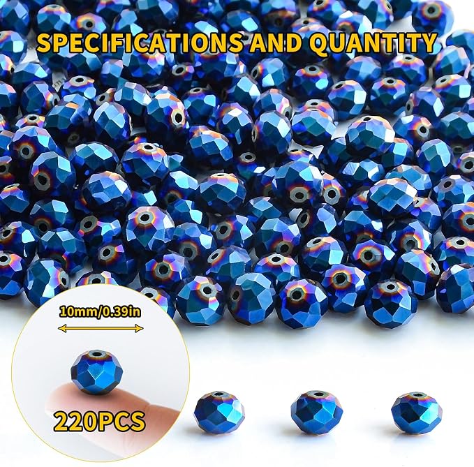 220Pcs 10mm Crystal Glass Beads - Image 2