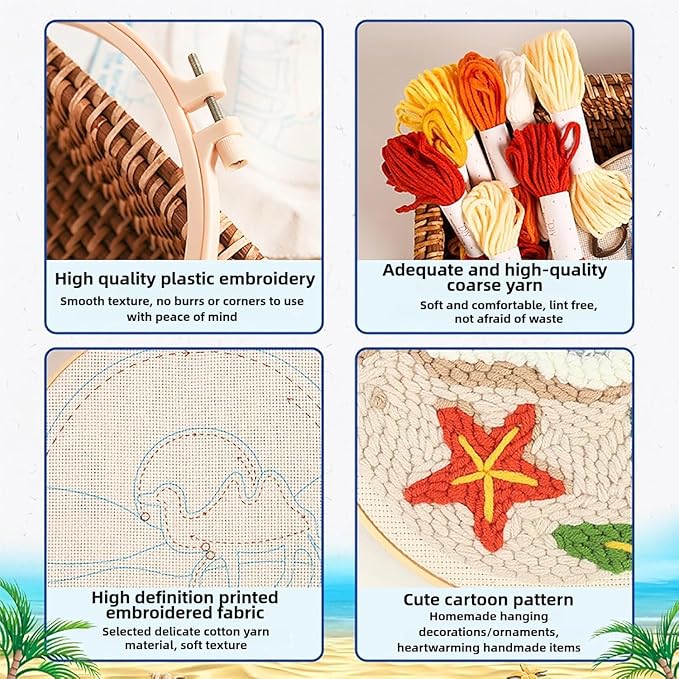 Punch Needle kit for Beginners, Flower-Crowned Pig Pattern, Punch Stitching kit - Image 5