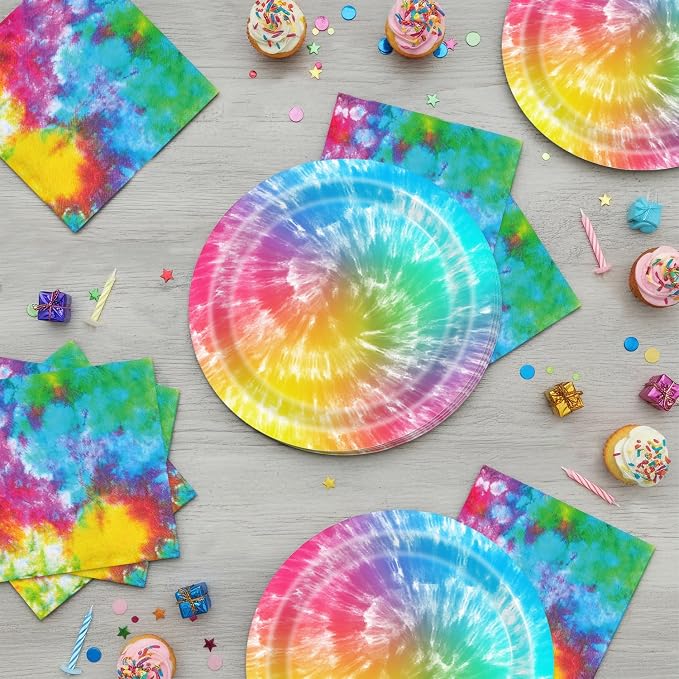 40Pcs Tie Dye Party Supplies Plates and Napkins - Image 5