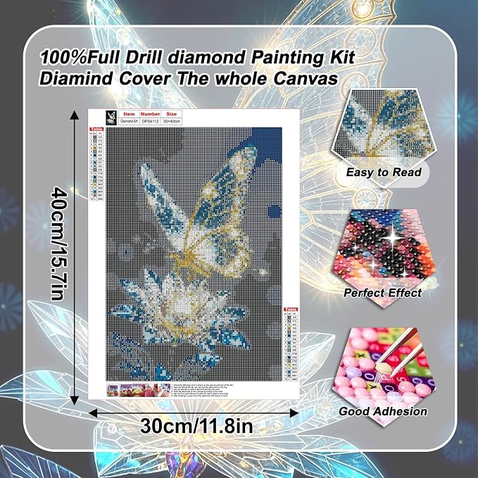 VeGuude Square Drill Butterfly Diamond Art Kits - Image 3