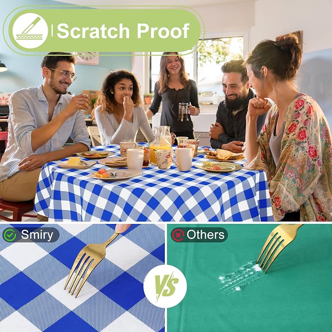 Smiry Plastic Table Cloth, Waterproof Vinyl Tablecloth - Image 5