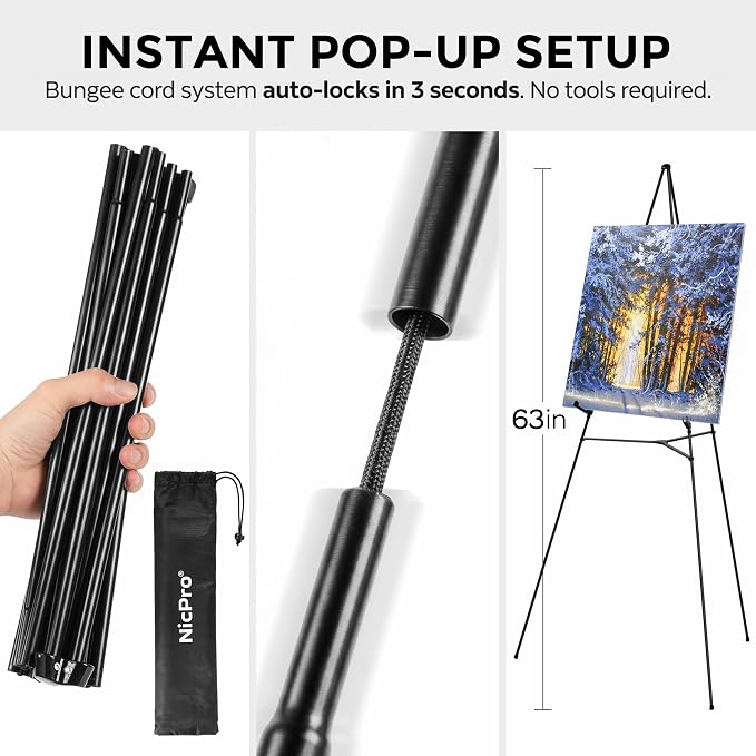 Nicpro Folding Easels for Display, 3 Pack 63 Inch Metal Floor Easel Stand - Image 4