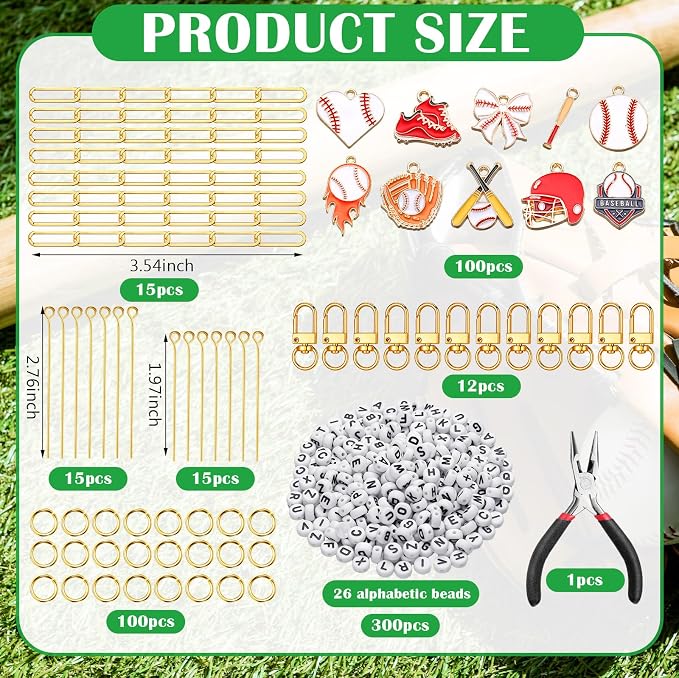 CraftyDream 558 Pcs Baseball Charms - Image 2
