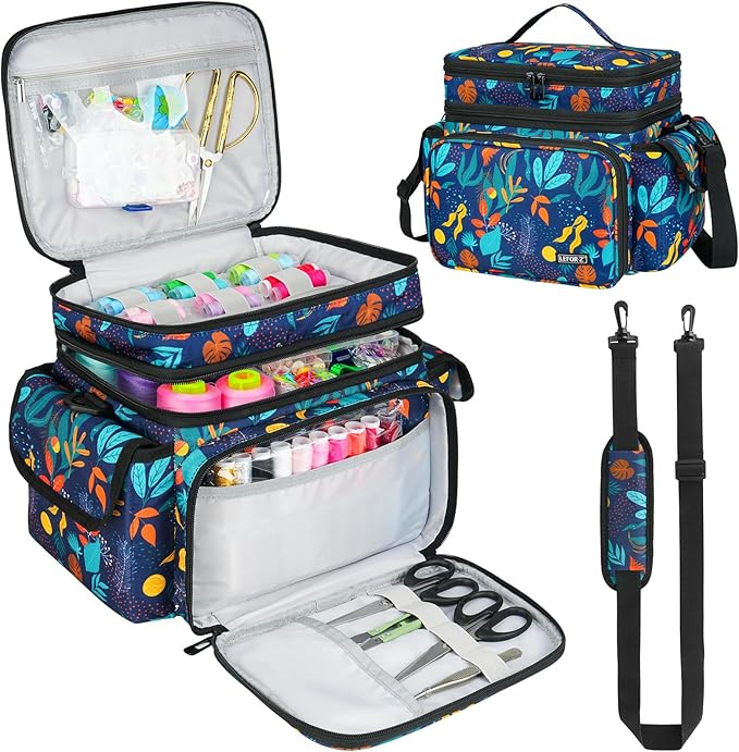 LEFOR·Z Small Sewing Supplies Organizer, Double-Layer Sewing Accessories by LEFOR%C2%B7Z